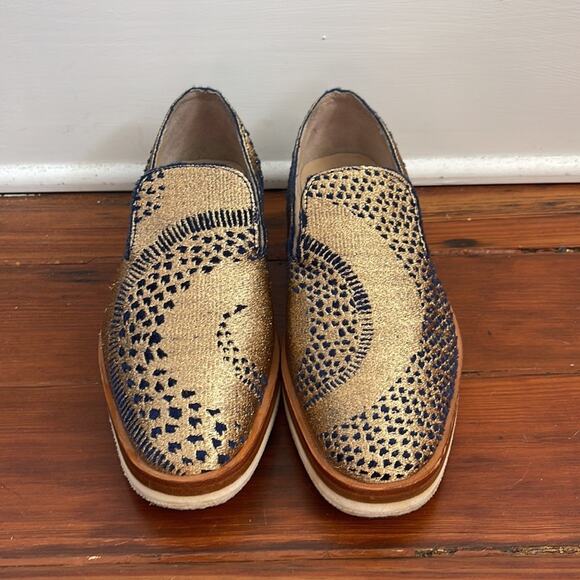 Free People Snake Eyes metallic tapestry loafers sz 38 - Picture 4 of 6